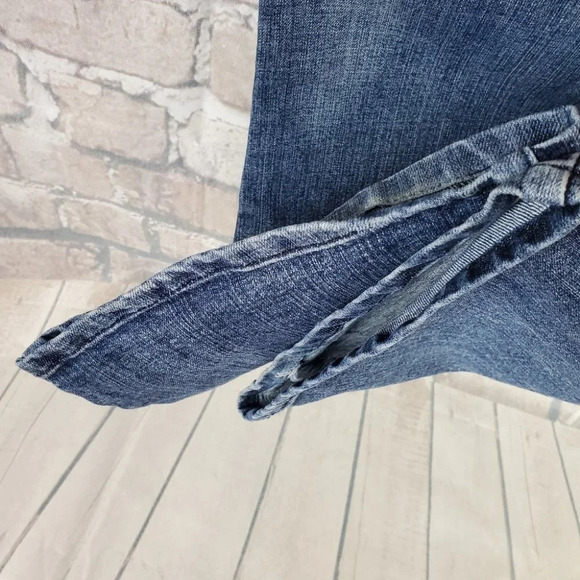 Vintage Gasoline Jeans Olympia Mid  Rise Straight Leg Size 14 Embroidered - Picture 13 of 14